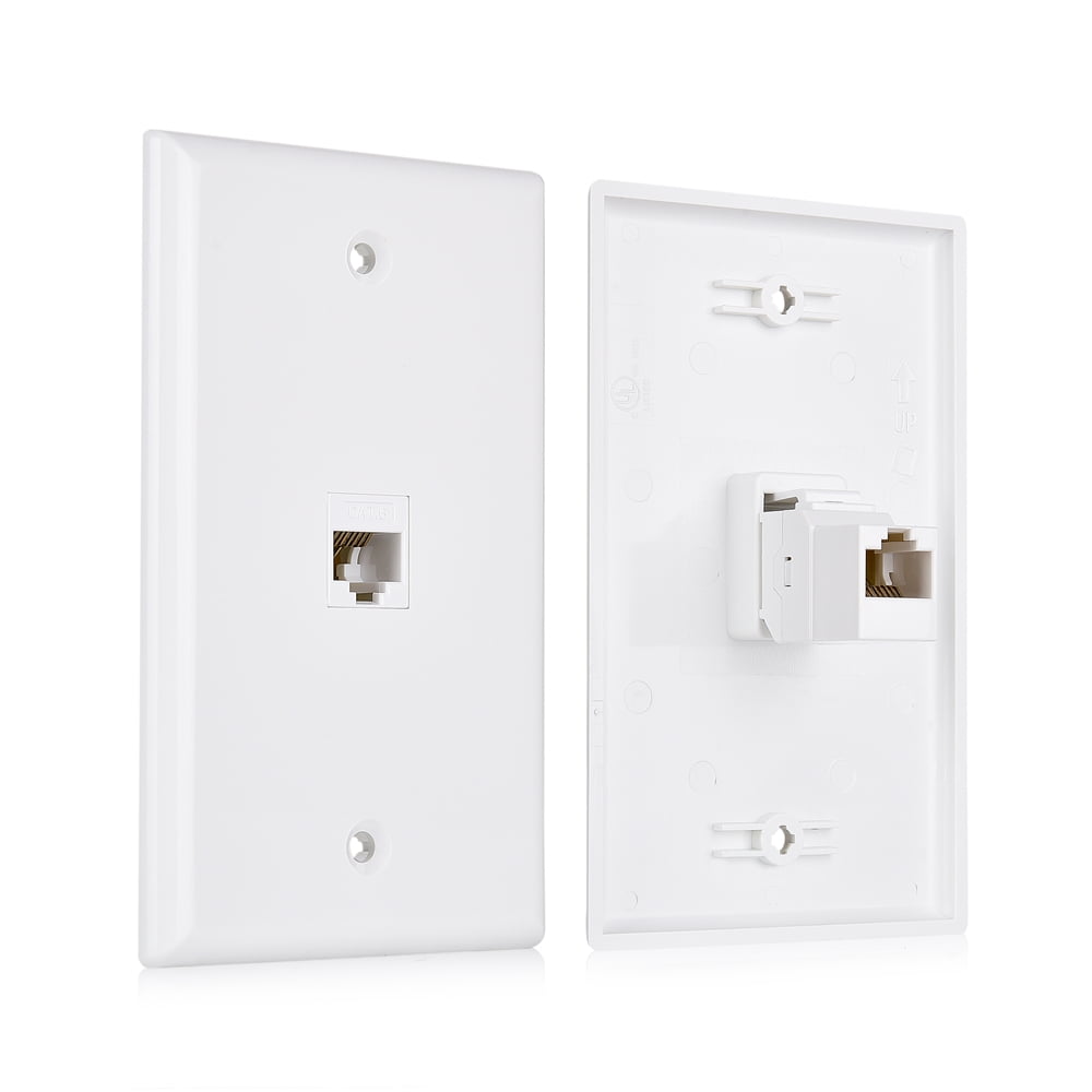 Cable Matters 2Pack 1Port Keystone Jack Wall Plate with Cat6 RJ45