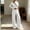 White, variant on Women Two Piece Matching Outfits, Women Coordinate Sweatsuit, Wrap V Neck Crop Top High Waist Straight Pants, Solid Spring Daily Dating Separates(Black,S)