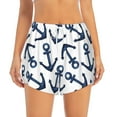 thumbnail image 2 of Susaid Navy Blue Anchors Print Women's High Waisted Running Shorts Quick Dry Athletic Gym Track Workout Shorts Zip Pocket-Medium, 2 of 7