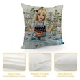 thumbnail image 4 of Orinice  Alice in Wonderland Throw Pillow Cushion Cover, Alice Pours Cup of Tea with Cupcakes Flowers in Wonderland Fantasy, Decorative Square Accent Pillow Case,  White, 4 of 5
