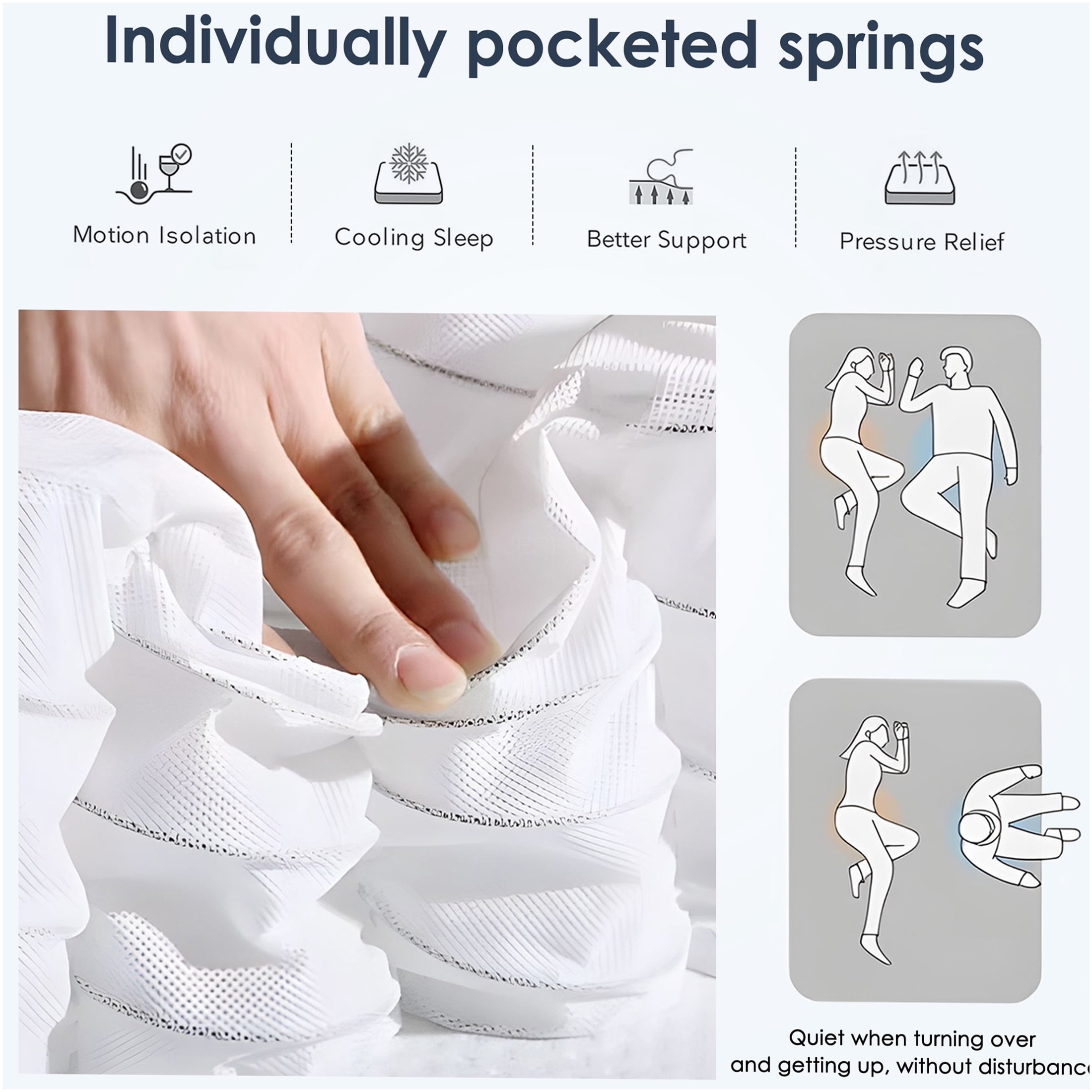 JERFIT 10 Inch King Hybrid Mattress, Medium Firm Feel, Gel Memory Foam Pocketed Innerspring for Support, Cooling, Pressure Relief, CertiPUR-US Certified, Bed-in-a-Box