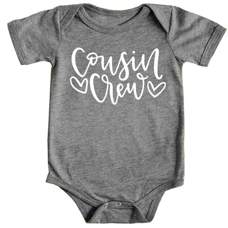 

Cousin Crew Heart T-Shirts and Bodysuits for Baby and Toddler Girls Fun Family Outfits Granite Heather Bodysuit