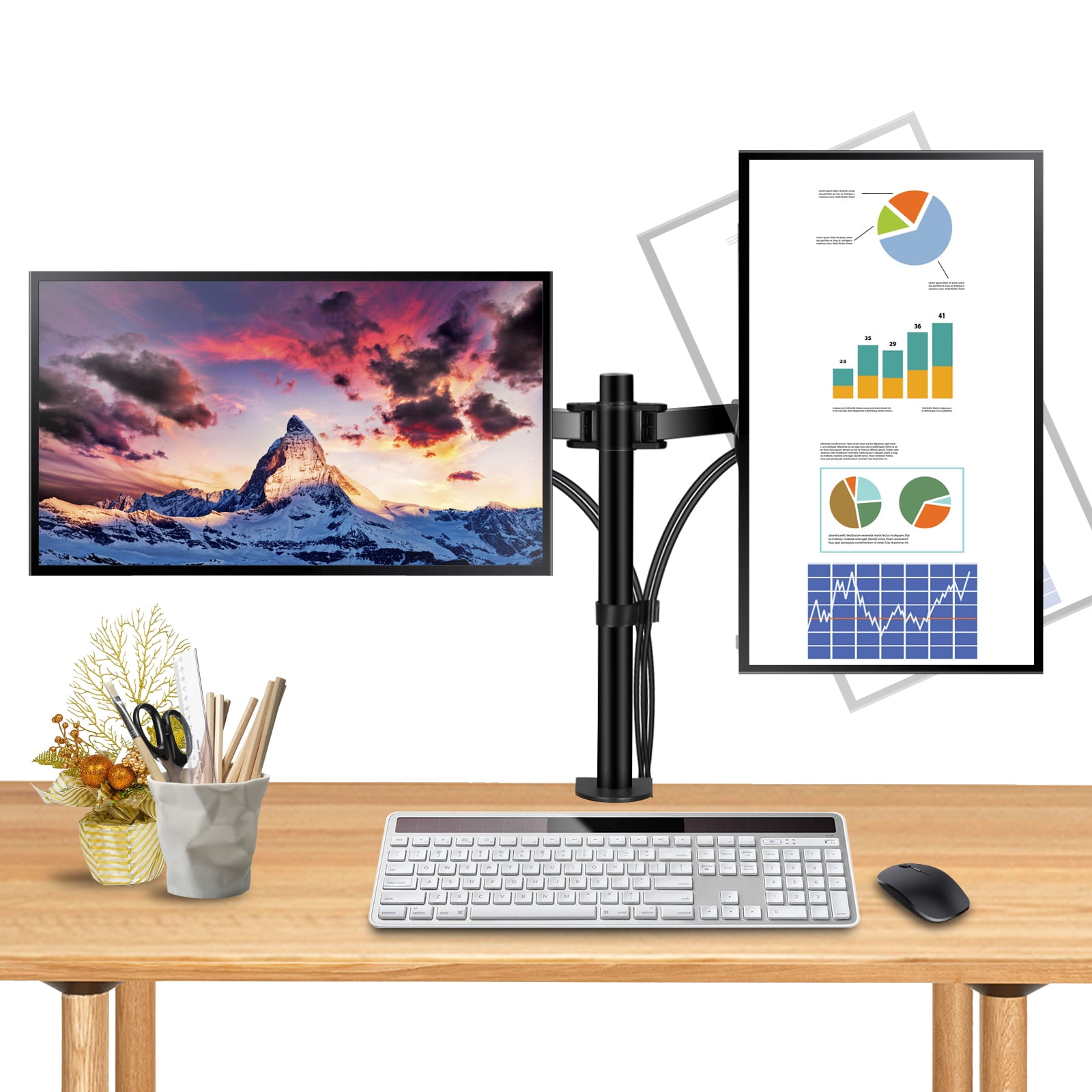 Zeny Dual Lcd Monitor Desk Mount Stand Heavy Duty Fully Adjule Arms Hold Two 2 Screens Up To 27
