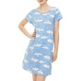 thumbnail image 4 of FOREEMME Women's Nightgown Cotton Sleepshirts Short Sleeve Nightshirt Loose Comfy Pajama Blue Moon M, 4 of 8