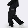 thumbnail image 5 of USNSM Cargo Pants Men Zipper Wide Leg Trousers Fashion Streetwear Hip Hop Casual Big and Tall Loose Comfy Pants with Pocket Black S, 5 of 6
