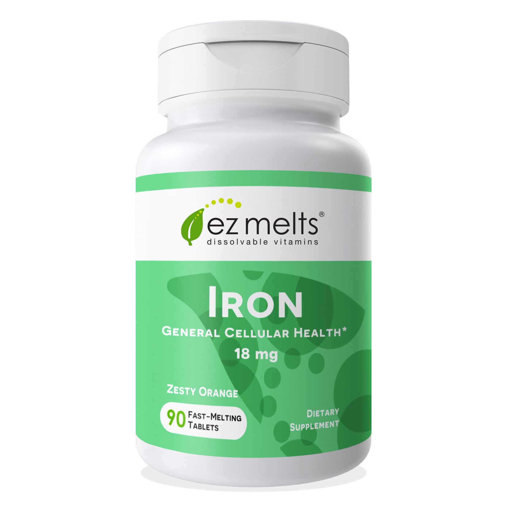 EZ Melts Iron 18 mg Vegan, Zero Sugar, 90 Fast Dissolve Tablets