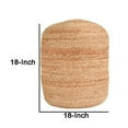 thumbnail image 5 of Benjara 18 Inch Round Accent Pouf, Soft Braided Jute Design, Natural Cream Orange, 5 of 5