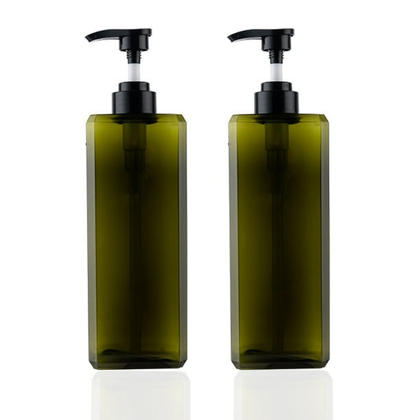Paquete de 2 dispensadores de botellas con bomba de 1000ml, dispensador de loción de plástico cuadrado recargable, botella con bomba de loción vacía para champú y loción de jabón MFZFUKR BST3051556-3