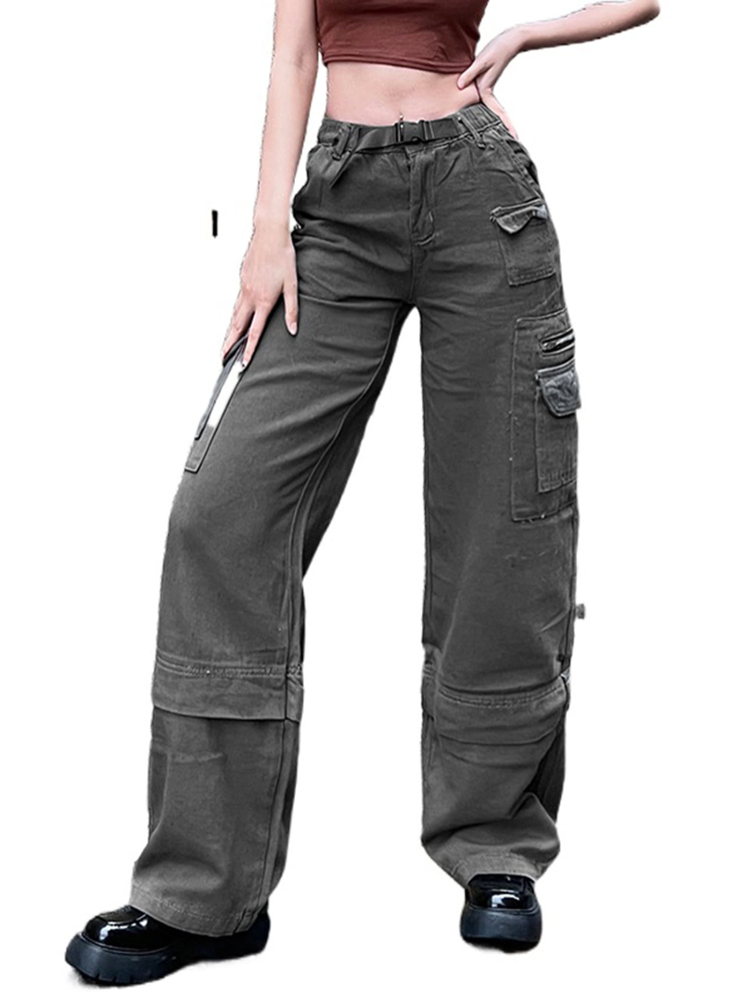 Kayotuas Women's High Waist Baggy Jeans Flap Pocket Side Relaxed Fit ...