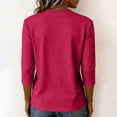 thumbnail image 5 of Womens Crew Neck 3/4 Sleeve Tops Casual T Shirts Fall Loose Fit Dressy Plain Basic Tops M, 5 of 6