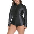 thumbnail image 2 of Women's Plus Zipper Rash Guard Long Sleeve Color Block Swim Shirt UPF 50+ Swimsuit Tops, 2 of 6