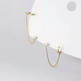 thumbnail image 4 of K-KED 925 Sterling Silver EAR HOOP w/ CHAIN DANGLE Threader Earrings-Gold, 4 of 6