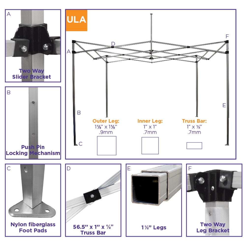 Impact Canopy 10 x 10 Pop Up Canopy Tent, Straight Leg Shelter, Ultra Light Aluminum Frame, UV Coated, Canopy Accessories, White