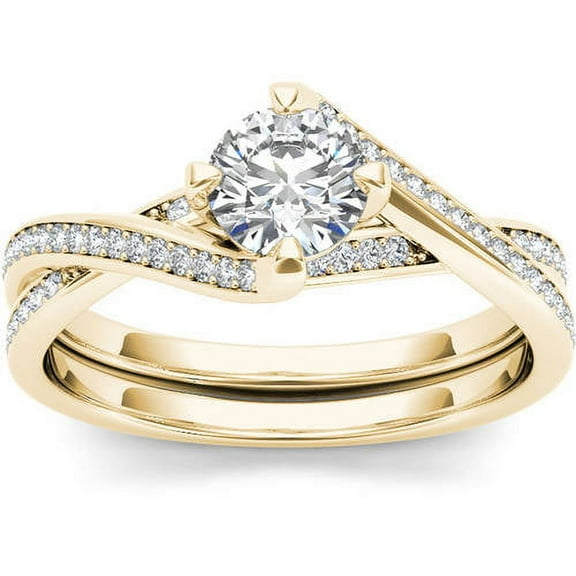 1 Carat T.W. Diamond Criss-Cross Classic 14kt Yellow Gold Engagement Ring