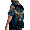 thumbnail image 3 of Taurus Constellation Men's Button Down Hawaiian Print Short Sleeve Casual Summer Beach Shirts, 3 of 6