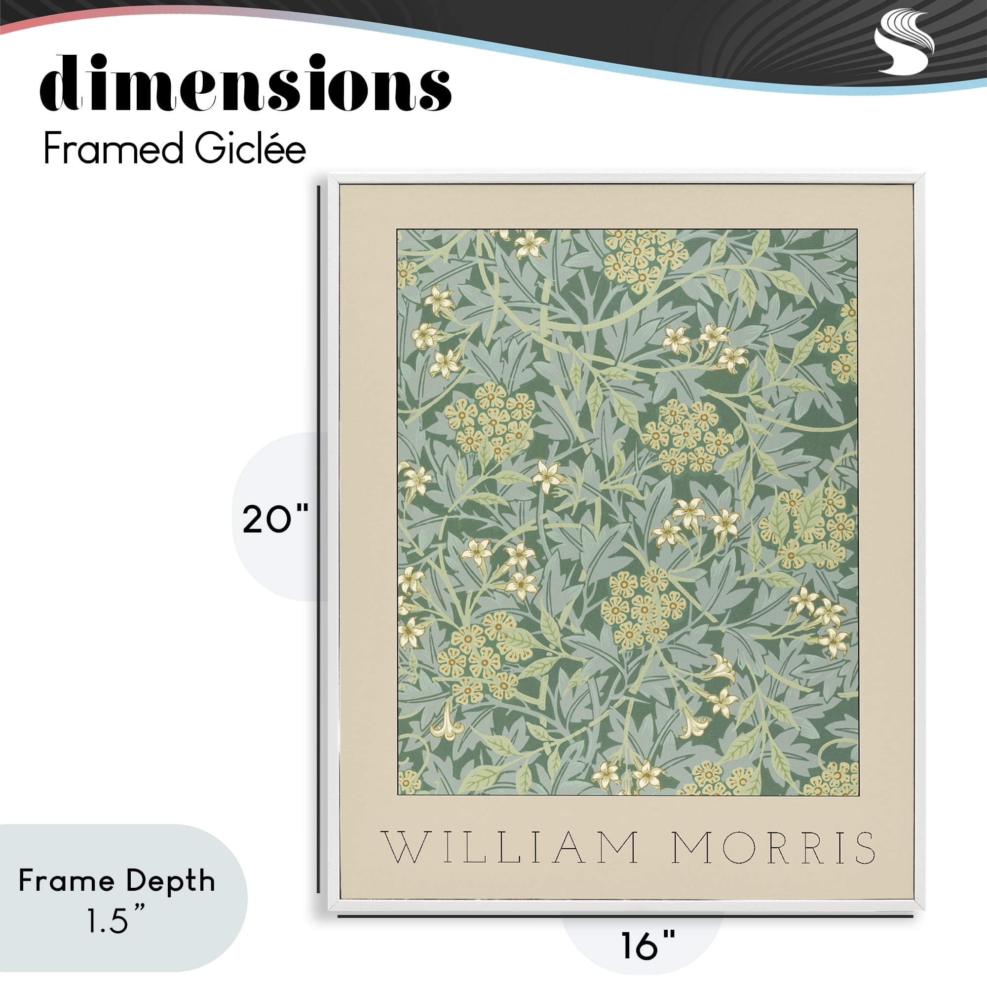 Stupell Industries William Morris Green Tones White Framed Giclee Art, design by Lil' Rue