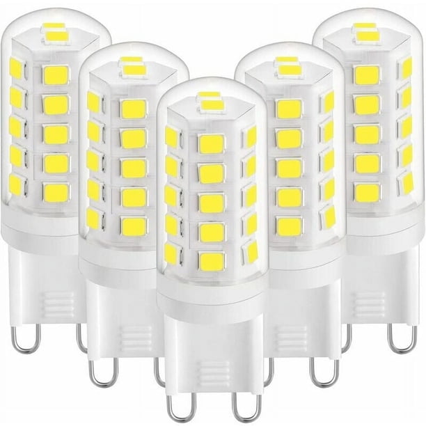 Bombillas LED regulables G9, equivalentes a 4 W, halógenas de 40 W, brillo instantáneo, luz blanca fría de 6000 K, bombillas de bajo consumo de CA de 220-240 V para lámparas de araña e iluminación