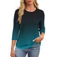 thumbnail image 4 of Plebaso T-Shirts à Manches 3/4 Col Rond pour Femmes Tee-Shirts Décontractés Amples Blouses Dégradées pour P-5TG, 4 of 7
