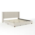 thumbnail image 2 of Martha Stewart Kay King Upholstered Platform Bed with Channel Stitched Wingback Headboard and Cushioned Siderails, Wood Slat Foundation, No Box Spring Needed, Beige, 2 of 11