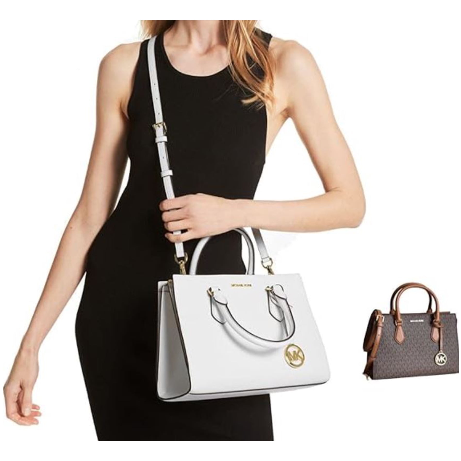 Michael Kors Womens Sheila Medium Logo Satchel Brown 35S3G6HS2B-847 MK Pattern