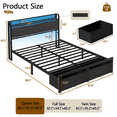 thumbnail image 3 of Satifur Queen Bed Frame with 2 Drawers & Storage Headboard, Platform Metal Bed with Charging Station, No Box Spring Needed, Rustic Grey, 3 of 11