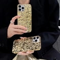 thumbnail image 5 of Compatible for iPhone 15 Pro Case Cute Glitter Fashion Women Girly Luxury Tin Foil Pleated Design Phone Cases 3D Gold Silicone Sparkly Slim Soft Glossy Cover 6.1 Inch, 5 of 15