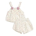 thumbnail image 2 of Amidoa Girls 2 Piece Outfits Summer Clothes Sleeveless Cute Floral Print Tank Top T-Shirt and Shorts Casual Kids Clothing Sets Multicolor Size 4T, 2 of 9