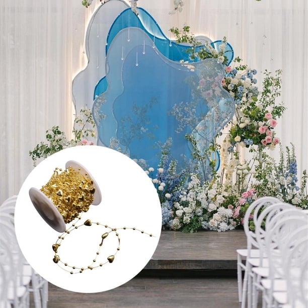 Guirnalda de cuentas para de Navidad, 393,7 pulgadas, decoración navideña colgante, centro de mesa, cadena de cuentas, guirnalda de cuentas, Corazón dorado