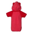 thumbnail image 3 of Fine Jersey Infant Short Sleeve Raglan Bodysuit with Hood & Ears , Vintage Red / Red , 12M, 3 of 5