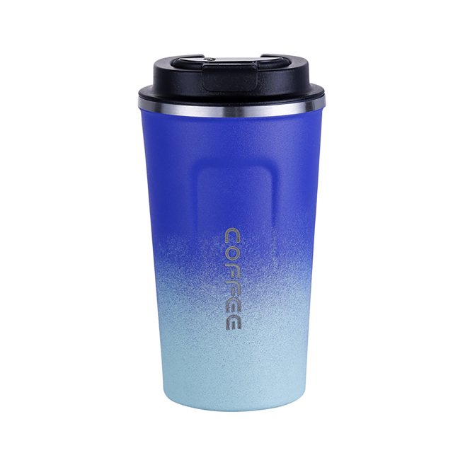 Copa De Agua Taza de café de 510 ml, taza de coche de medición de temperatura inteligente LCD HD (azul degradado) Libre de BPA