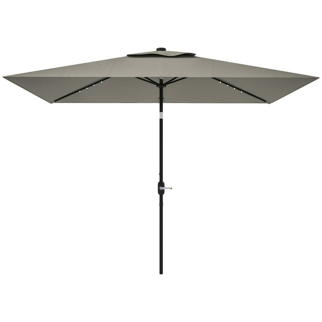 CoSoTower Patio Umbrella with 22 LED Solar Lights and Tilt, Light Grey