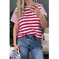 thumbnail image 5 of Chic Red Stripe Patchwork T-Shirt for Women – Perfect for Summer Outings, L, 5 of 12