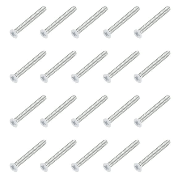 Uxcell M3 x 25mm Flat Countersunk Head Machine Screws 304 Stainless Steel Full Thread Phillips Drive Cross Screw for Furniture Connection Electrical Appliances (White, Pack of 20)
