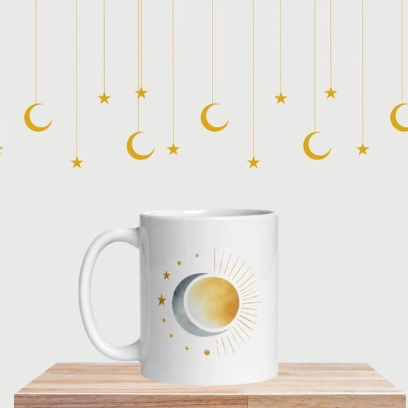 Celestial Sun, MtiC1Al Moon, and Stars Minimalist Mug Balance Harmony Mug Celestial Mug MtiC1Al Vibes Mug