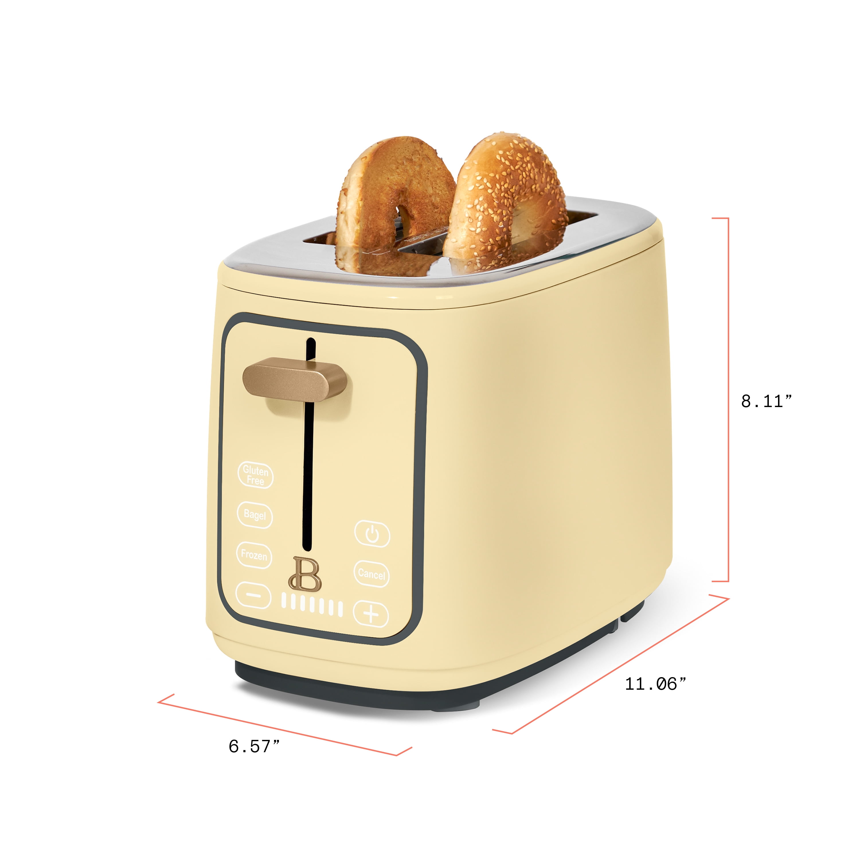 Beautiful 2 Slice Toaster with Touch-Activated Display, Buttercream by Drew Barrymore
