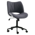 thumbnail image 5 of YOUNIKE Ergonomic Office Chair, Armless Home Chair, Swivel Desk Chair, Curved Back Vanity Chair with Leather Padded Seat, Height Adjustable, Gray Purple, 5 of 8