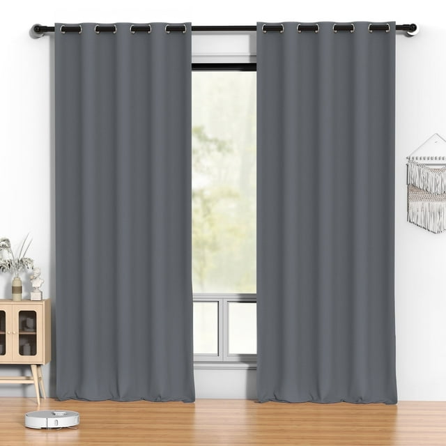 Blackout Cortinas 52 x 96 Pulgadas, Juego de Cortinas Térmicas Aisladas Negras de 2 Paneles, Reducción de Ruido, Oscurecimiento de Habitación para Recámara, Sala de Estar, Protección de Privacidad y