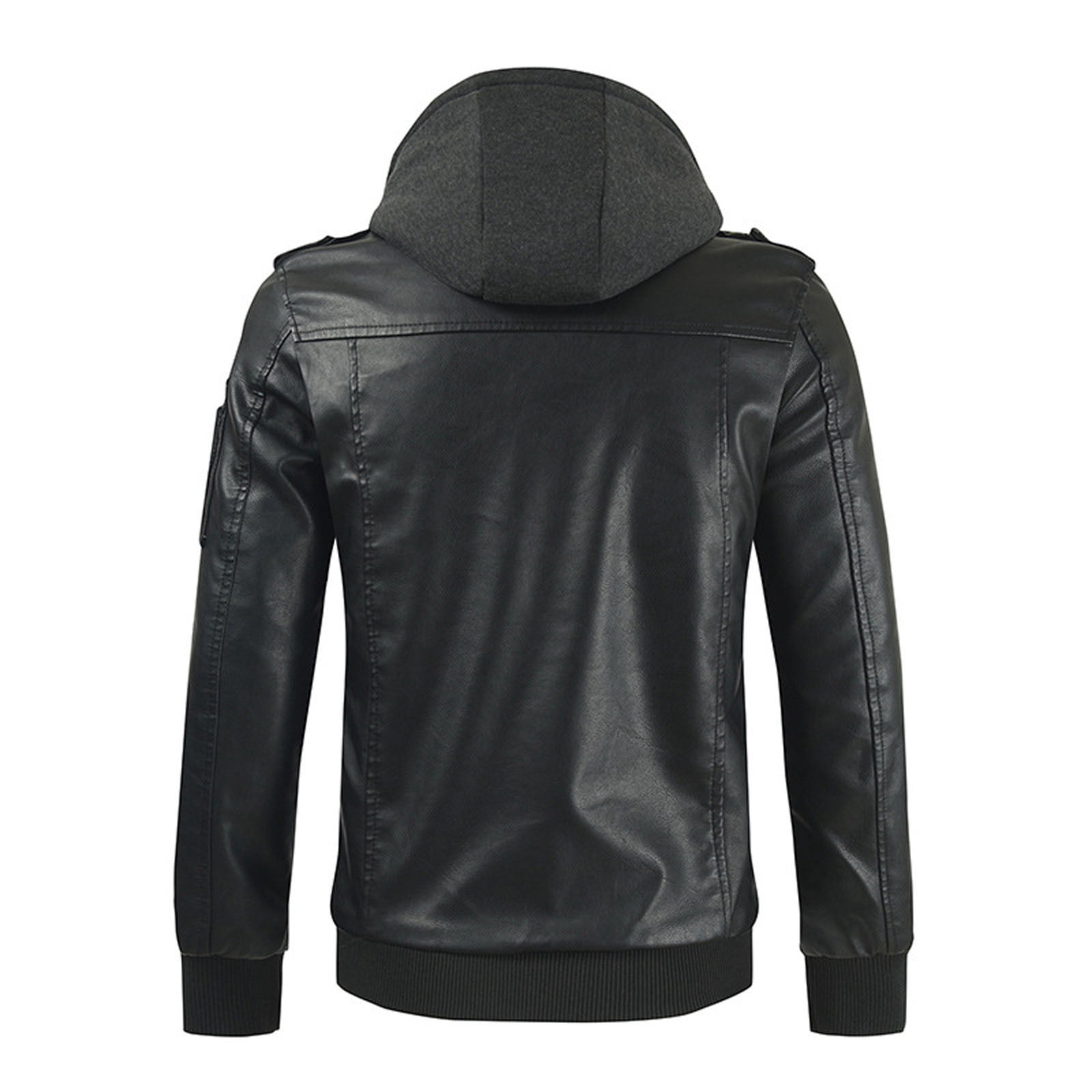 guisaled Faux Pu Leather Jacket Men Full Zip Motorcycle Jacket Waterproof Windproof Moto Vintage Bomber Jackets with Hood Valentines Day s
