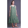 thumbnail image 4 of Bimba Bleu Sarcelle Poussiéreux Papillons Rayé/à Pois et Coloré Mi-Mollet Vêtement de Nuit Femme Coton Imprimé Sans Manches Robe de Nuit Maxi Taille Très Grande, 4 of 6