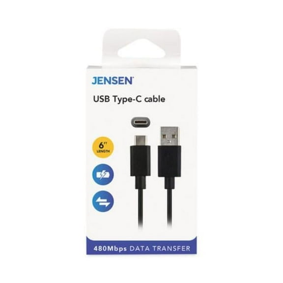 6 ft. USB-A to USB-C Cable, Black - Pack of 6