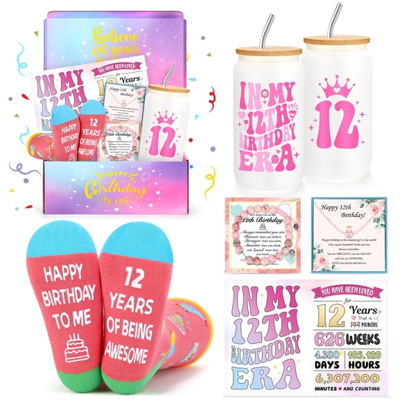 Set de regalo Launrada para niña de 12 años con copa, calcetines, pulsera y más