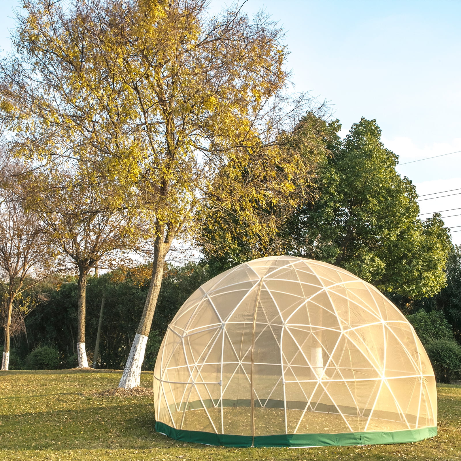 Outdoor Winter Geodesic Dome with PVC Cover Patiolife Garden Dome 9.5ft Party Bubble Tent with Door and Windows for Sunbubble Backyard