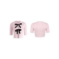 thumbnail image 4 of Yunliwuli Women Knit Shirt, Elegant Short Sleeve Tie-up Hollowed Summer Crop Top Streetwear, 4 of 10