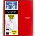 thumbnail image 3 of (2 pack) Five Star Spiral Notebook + Study App, 3 Subject, College Ruled, 8.5" x 11", Fire Red, 3 of 8