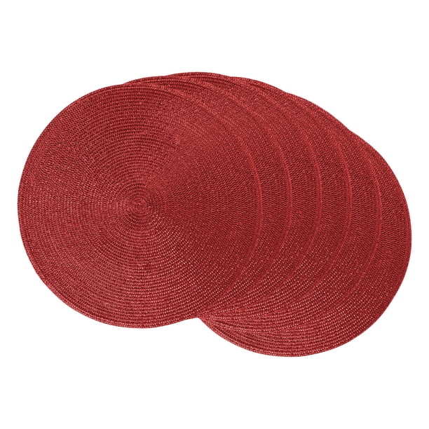 DII Round Woven Kitchen Placemat Set, Set of 6, 15" Diameter, 100