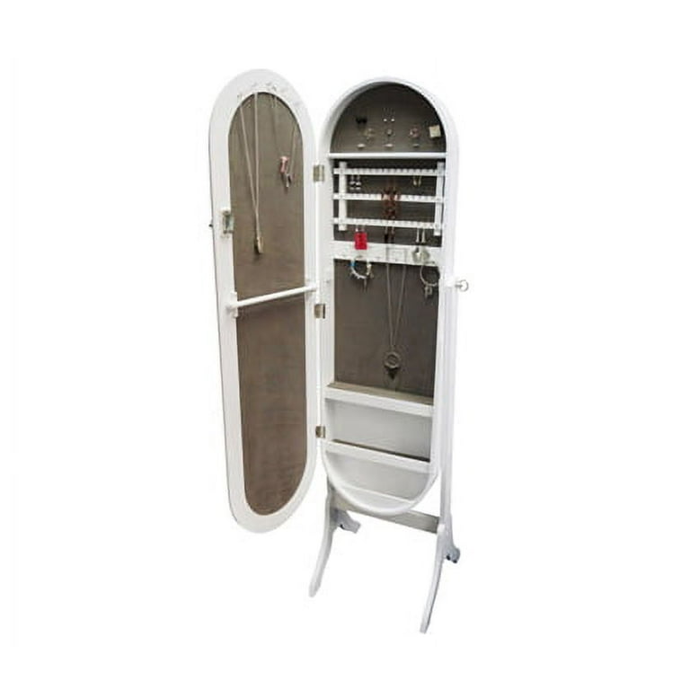 Full Length Jewelry Armoire with Mirror Classic White Oval