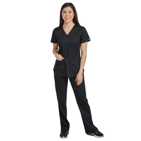 

Med Couture NEW TOUCH Women s V-Neck Shirttail Scrub Top & Yoga 2 Cargo Pocket Scrub Pant Set [XS - 3XL]