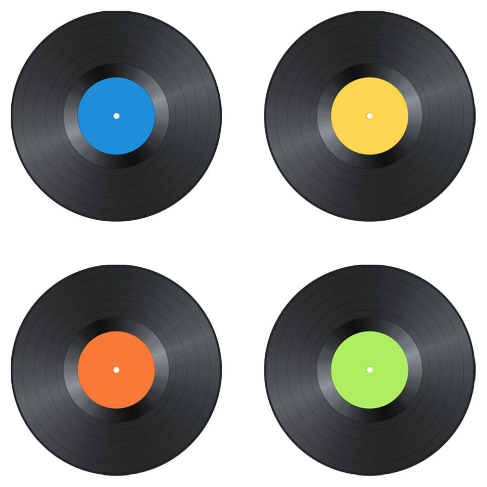 4pcs Vinyl Record Shape Stickers Blank Vinyl Records Vintage Fake Records  Decorations Wall Stickers