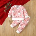 thumbnail image 2 of Mercatoo Baby Boy Girl Winter Clothes Santa Printed Crewneck Sweatshirts Sweatpants 2Pcs Set Toddler Christmas Outfits, 2 of 9