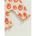 thumbnail image 7 of Baby Girls Casual Crew Neck Romper Long Sleeve Pumpkin Print Jumpsuit with Headband, 7 of 7